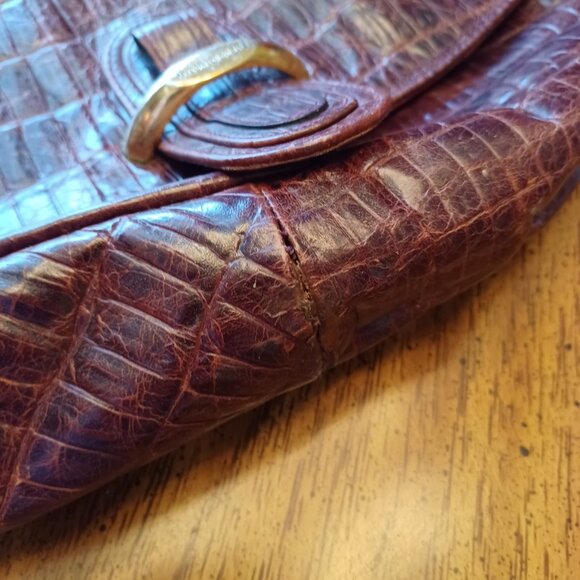 Antonio Scepi Brown Crocodile Leather Saddle Messenger Bsg - Picture 11 of 16